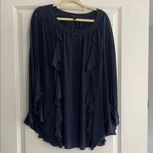 BCBG Dark Blue Ruffled Blouse